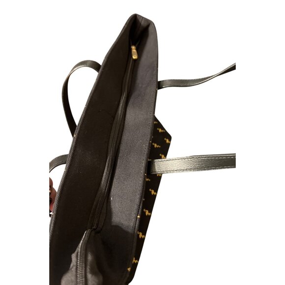 Caribbean Joe Black Gold Flamingo Tote Shoulder Beach Bag Vacation Zip Top - Picture 6 of 7